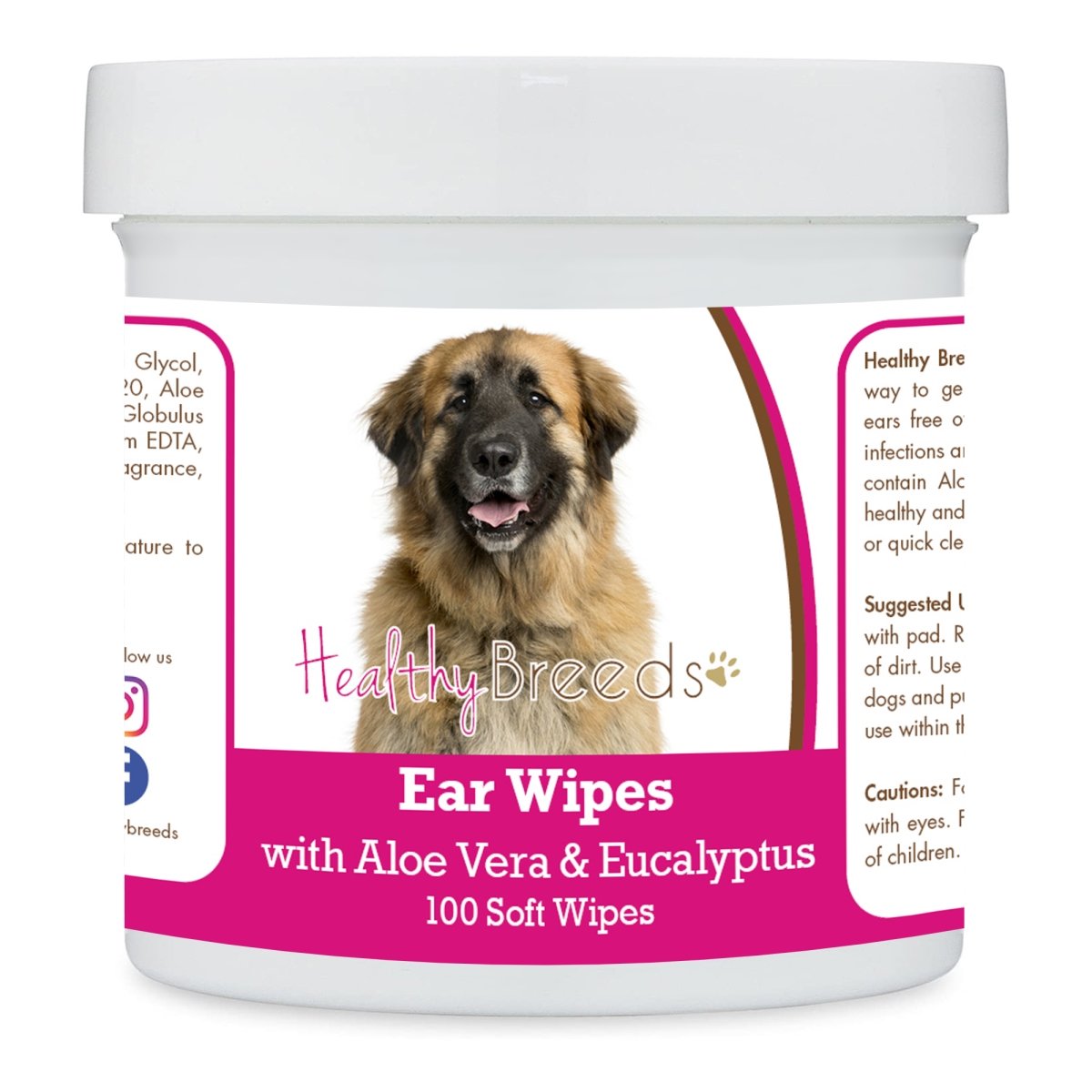 Picture of Healthy Breeds 192959824070 Leonberger Ear Cleaning Wipes with Aloe & Eucalyptus for Dogs - 100 Count