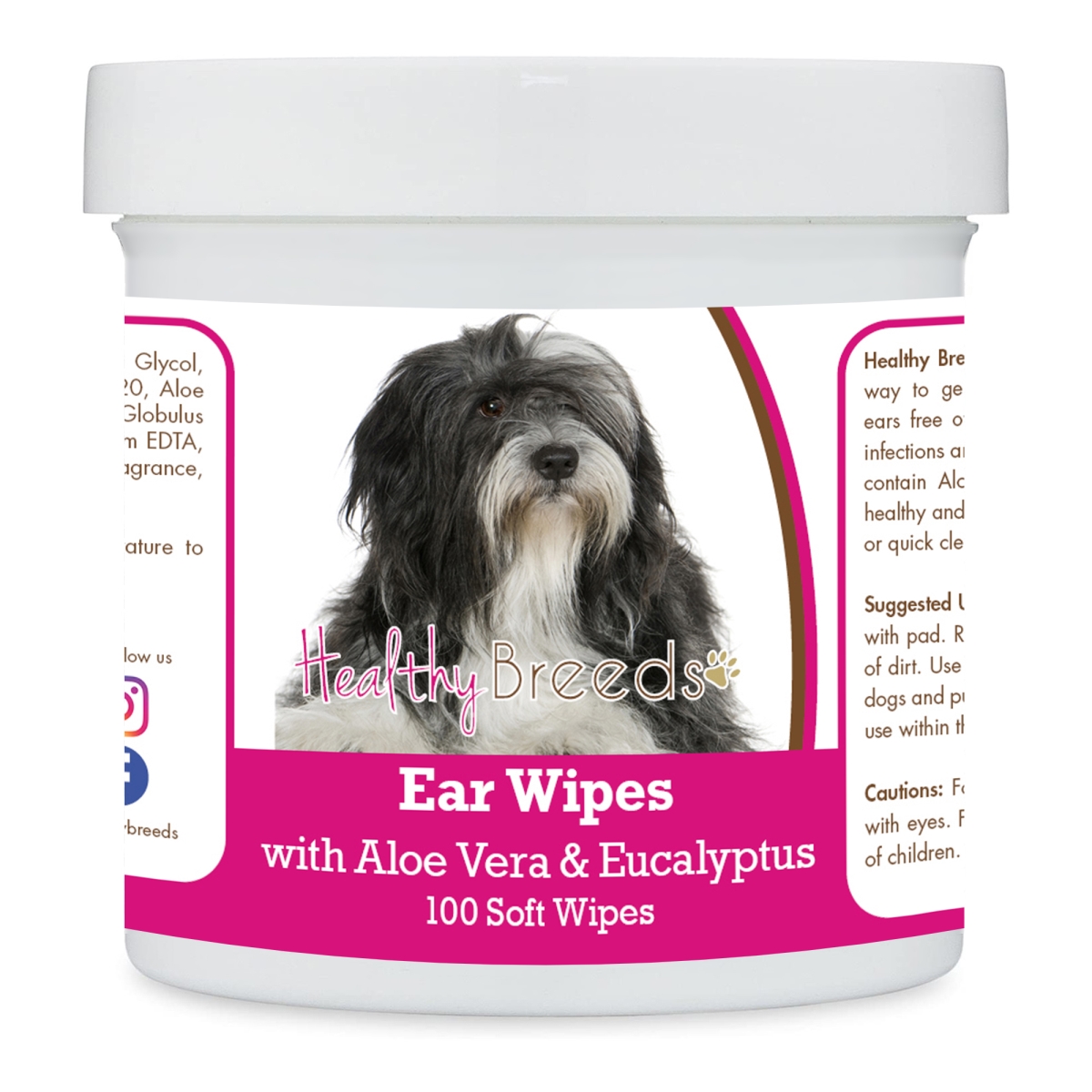 Picture of Healthy Breeds 192959824087 Lhasa Apso Ear Cleaning Wipes with Aloe & Eucalyptus for Dogs - 100 Count