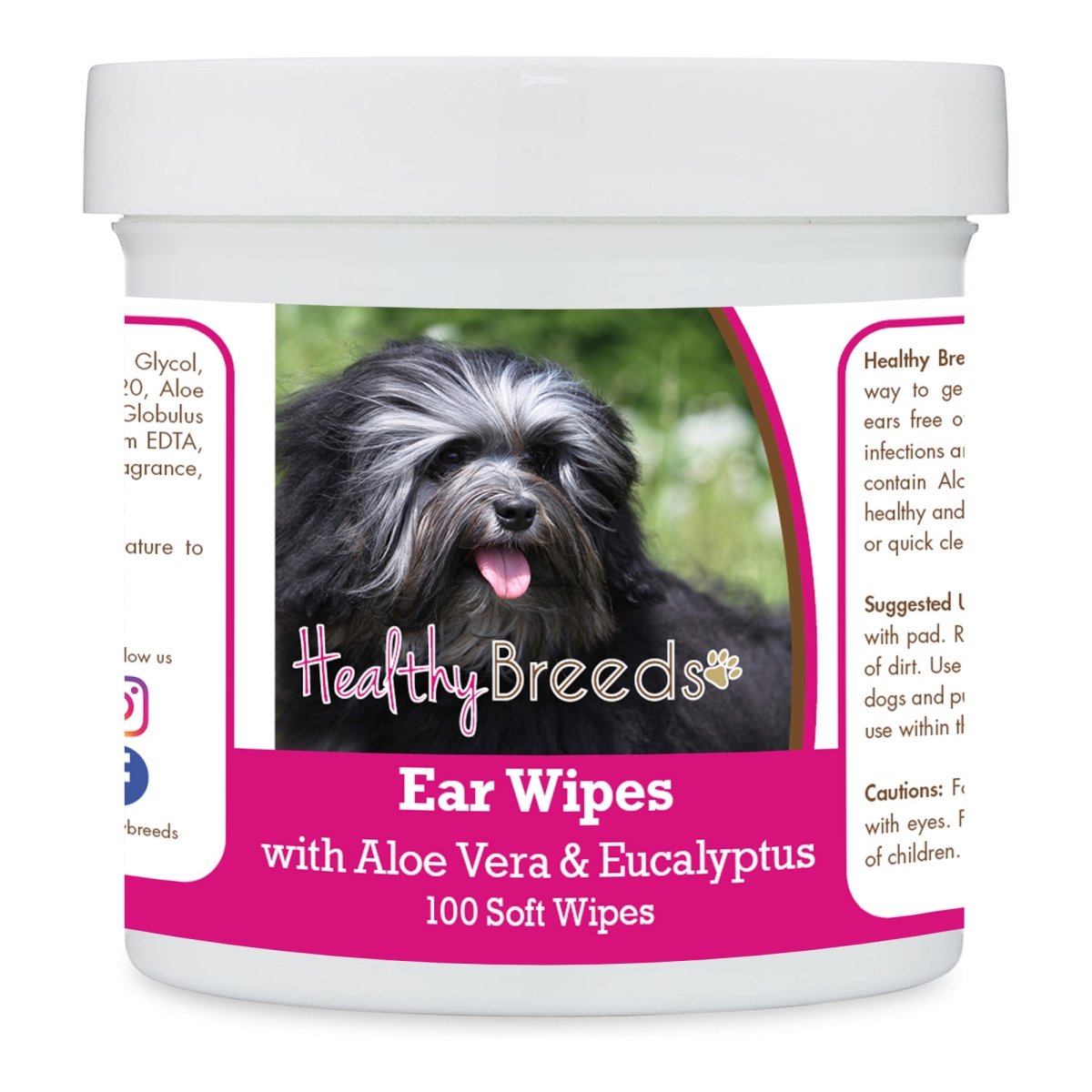 Picture of Healthy Breeds 192959824094 Lowchen Ear Cleaning Wipes with Aloe & Eucalyptus for Dogs - 100 Count