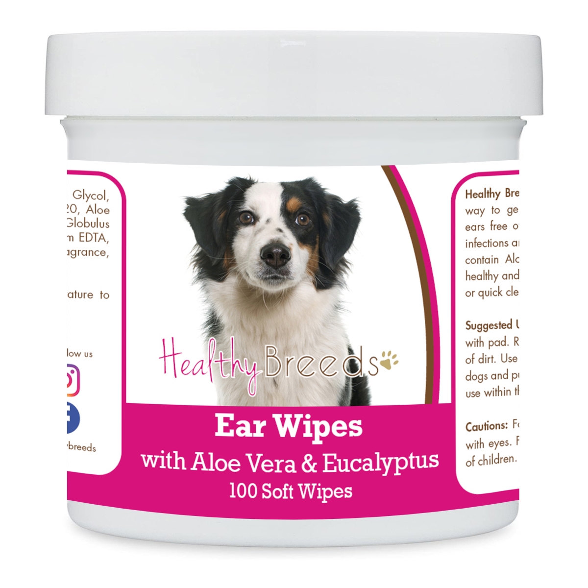 Picture of Healthy Breeds 192959824117 Miniature American Shepherd Ear Cleaning Wipes with Aloe & Eucalyptus for Dogs - 100 Count