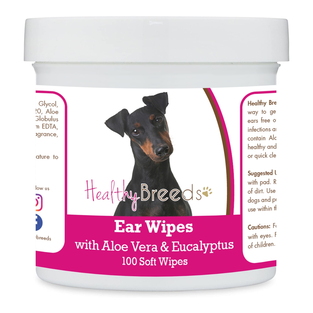 Picture of Healthy Breeds 192959824124 Manchester Terrier Ear Cleaning Wipes with Aloe & Eucalyptus for Dogs - 100 Count