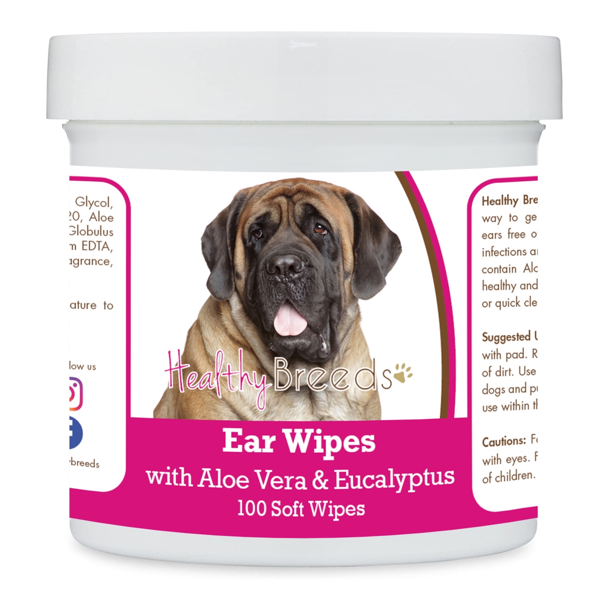Picture of Healthy Breeds 192959824148 Mastiff Ear Cleaning Wipes with Aloe & Eucalyptus for Dogs - 100 Count