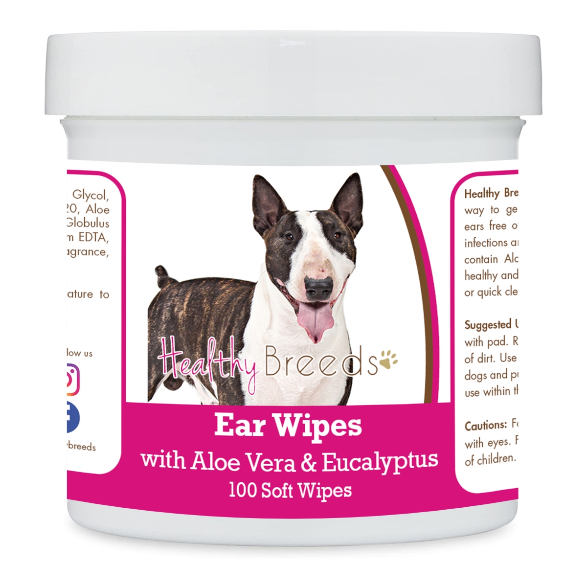 Picture of Healthy Breeds 192959824155 Miniature Bull Terrier Ear Cleaning Wipes with Aloe & Eucalyptus for Dogs - 100 Count