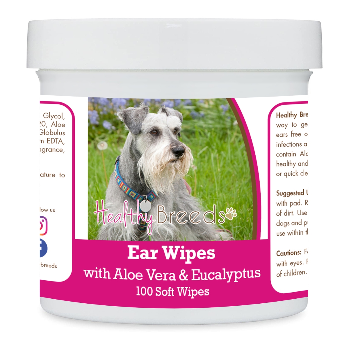 Picture of Healthy Breeds 192959824186 Miniature Schnauzer Ear Cleaning Wipes with Aloe & Eucalyptus for Dogs - 100 Count