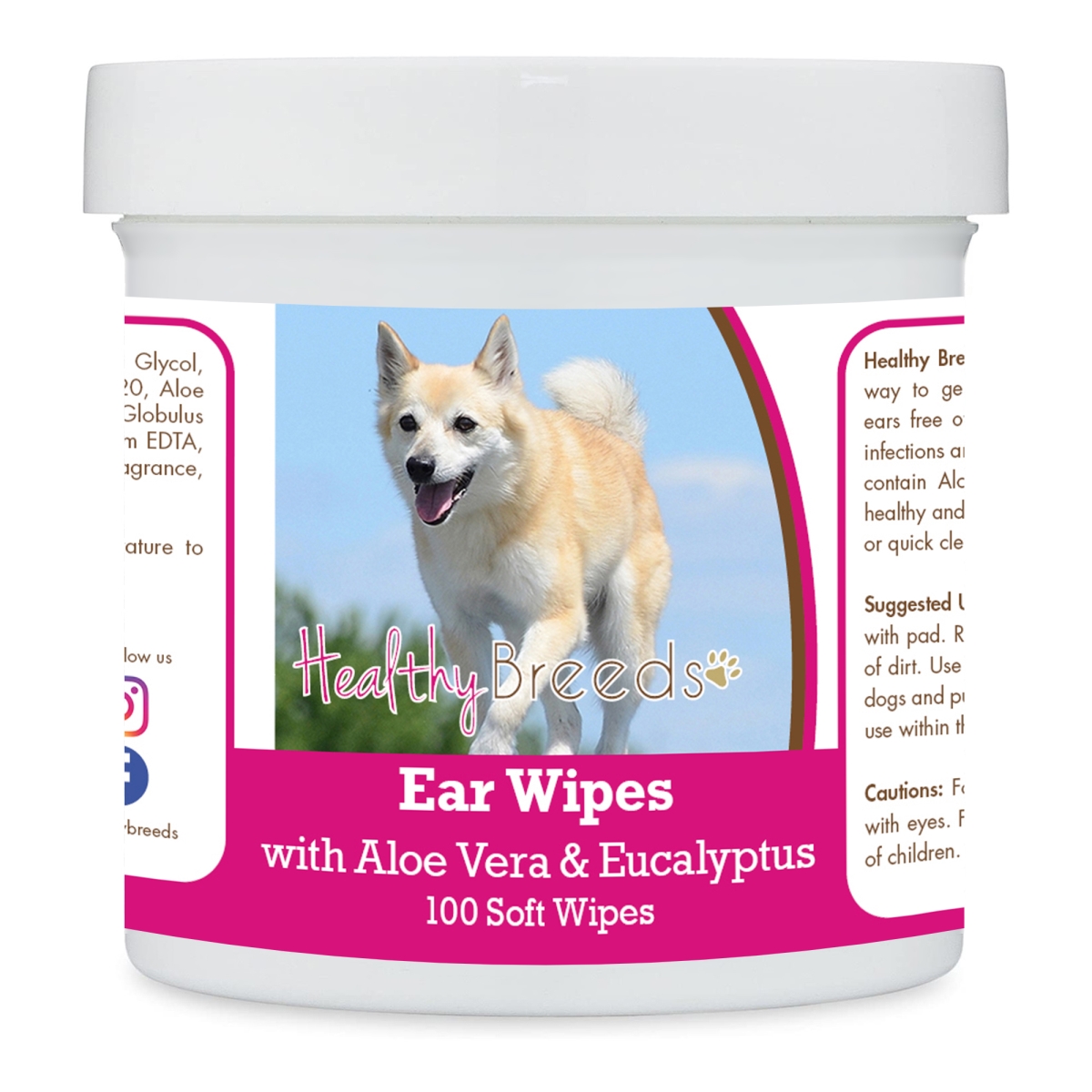 Picture of Healthy Breeds 192959824216 Norwegian Buhund Ear Cleaning Wipes with Aloe & Eucalyptus for Dogs - 100 Count