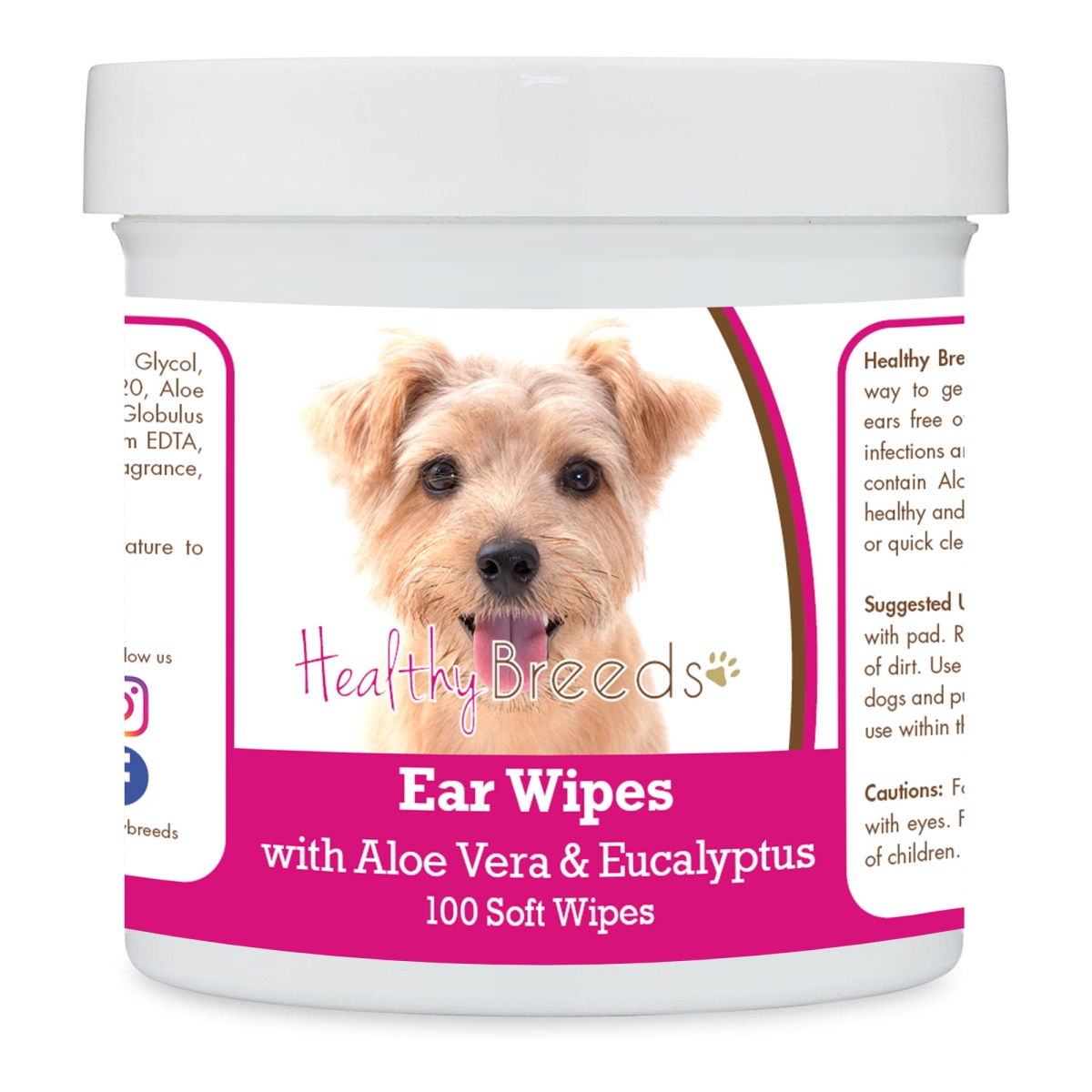Picture of Healthy Breeds 192959824261 Norfolk Terrier Ear Cleaning Wipes with Aloe & Eucalyptus for Dogs - 100 Count
