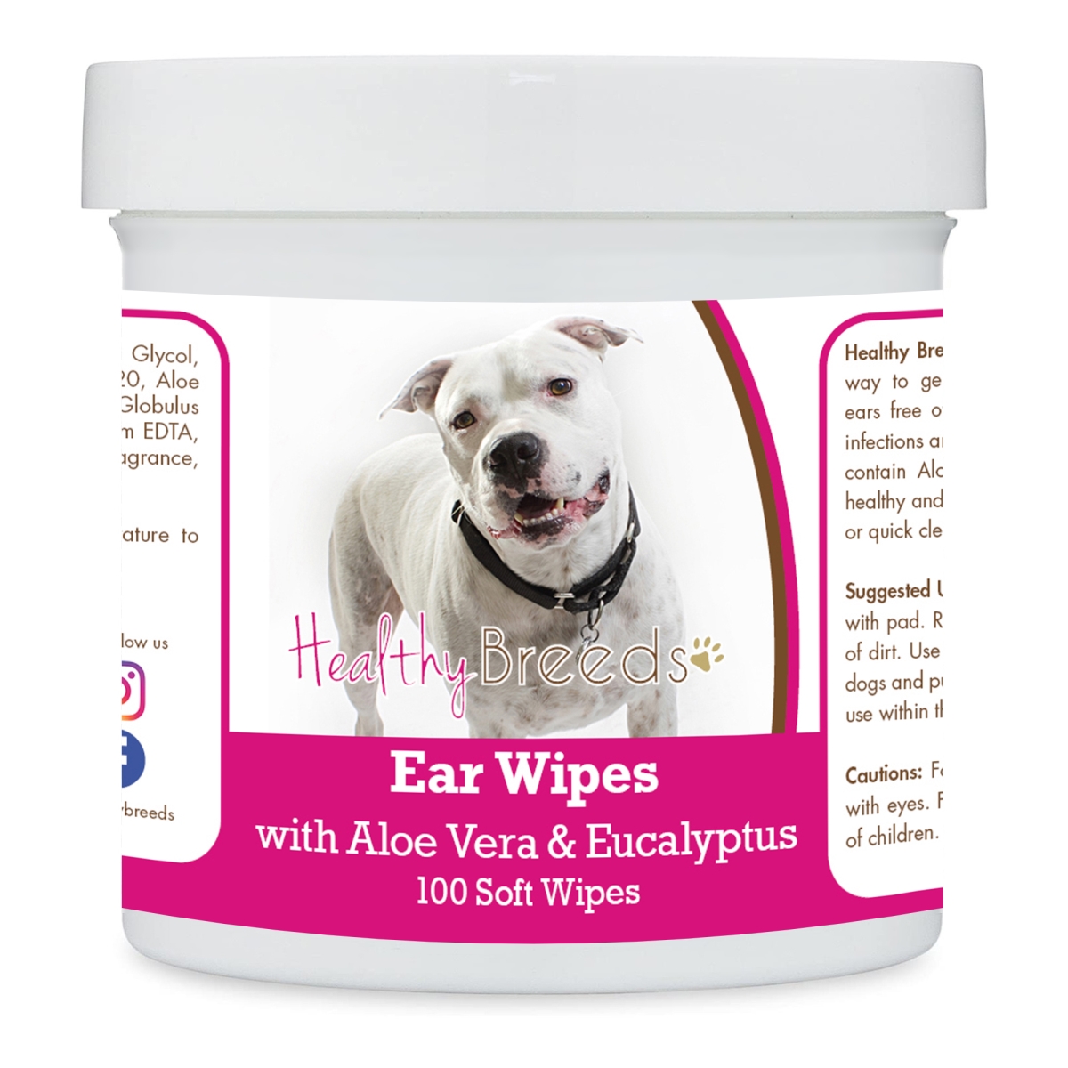 Picture of Healthy Breeds 192959824339 Pit Bull Ear Cleaning Wipes with Aloe & Eucalyptus for Dogs - 100 Count