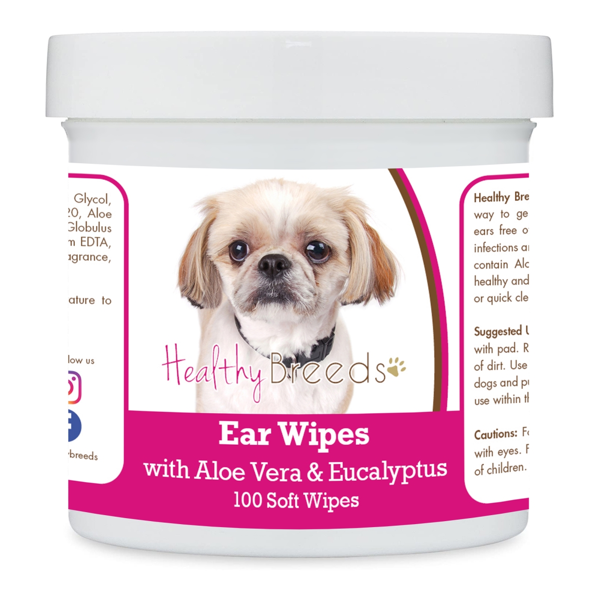 Picture of Healthy Breeds 192959824346 Peekapoo Ear Cleaning Wipes with Aloe & Eucalyptus for Dogs - 100 Count