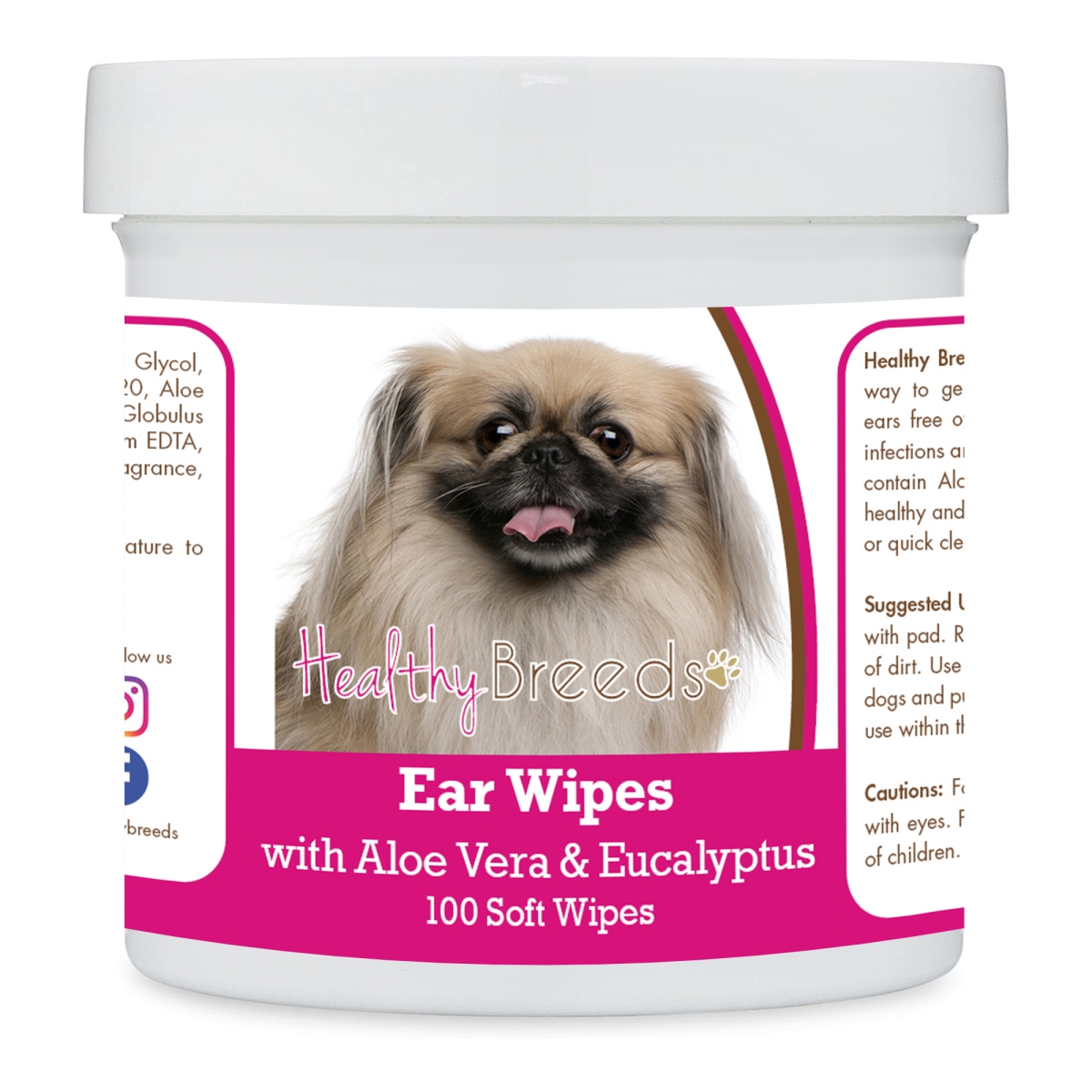 Picture of Healthy Breeds 192959824353 Pekingese Ear Cleaning Wipes with Aloe & Eucalyptus for Dogs - 100 Count