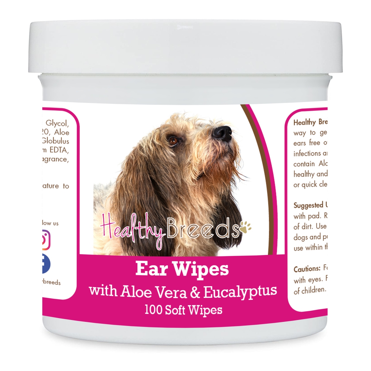 Picture of Healthy Breeds 192959824360 Petits Bassets Griffons Vendeen Ear Cleaning Wipes with Aloe & Eucalyptus for Dogs - 100 Count