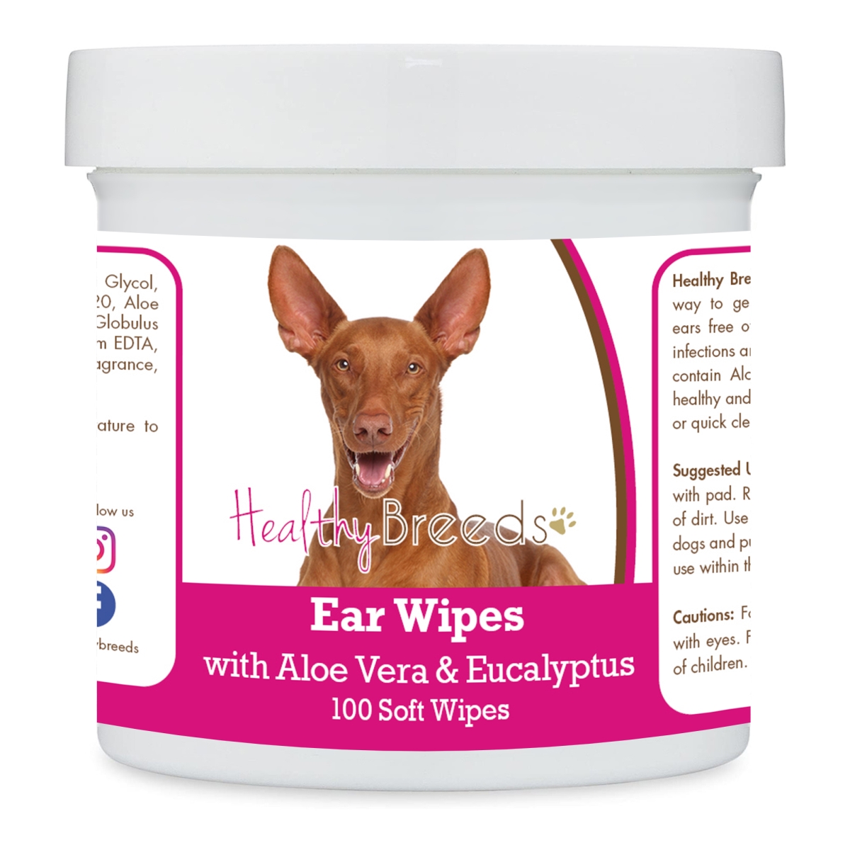 Picture of Healthy Breeds 192959824377 Pharaoh Hound Ear Cleaning Wipes with Aloe & Eucalyptus for Dogs - 100 Count