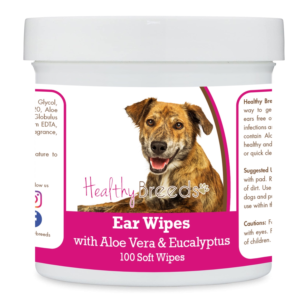 Picture of Healthy Breeds 192959824384 Plott Ear Cleaning Wipes with Aloe & Eucalyptus for Dogs - 100 Count