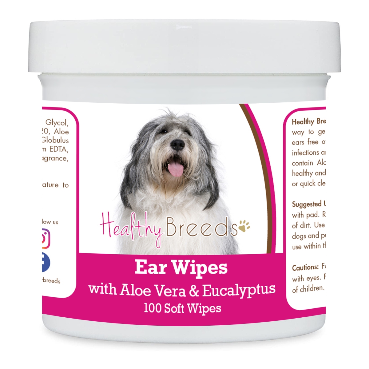 Picture of Healthy Breeds 192959824391 Polish Lowland Sheepdog Ear Cleaning Wipes with Aloe & Eucalyptus for Dogs - 100 Count