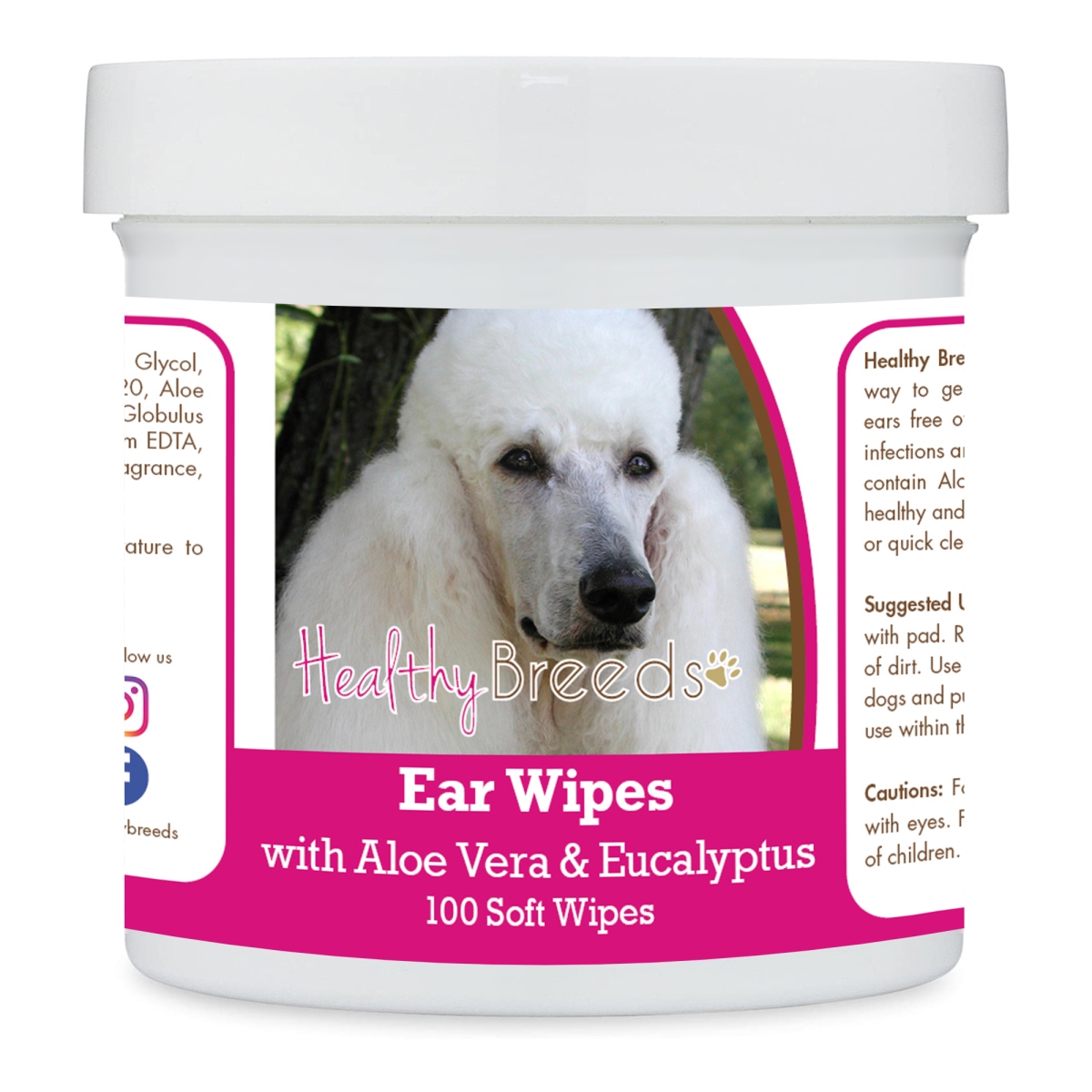 Picture of Healthy Breeds 192959824407 Poodle Ear Cleaning Wipes with Aloe & Eucalyptus for Dogs - 100 Count