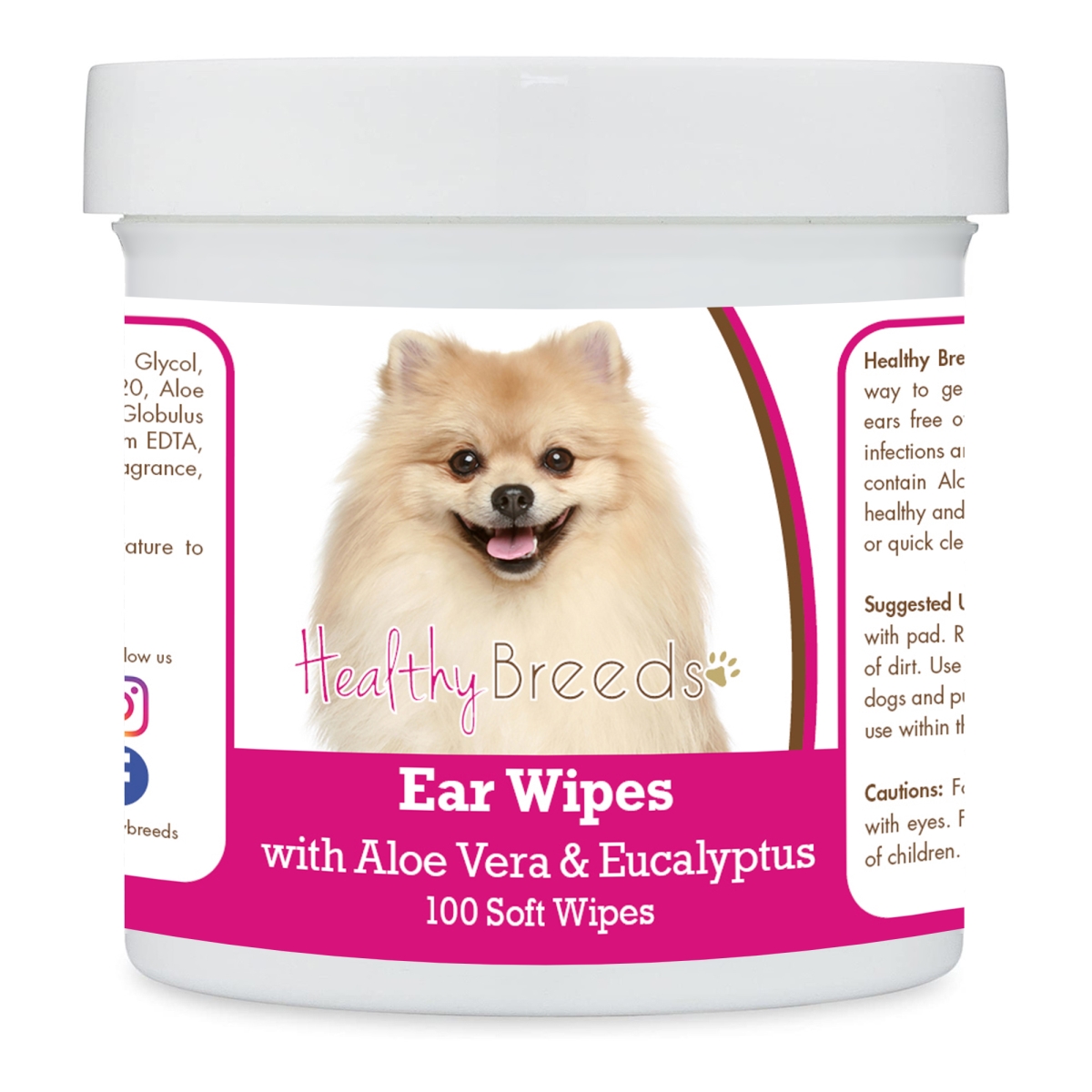 Picture of Healthy Breeds 192959824421 Pomeranian Ear Cleaning Wipes with Aloe & Eucalyptus for Dogs - 100 Count