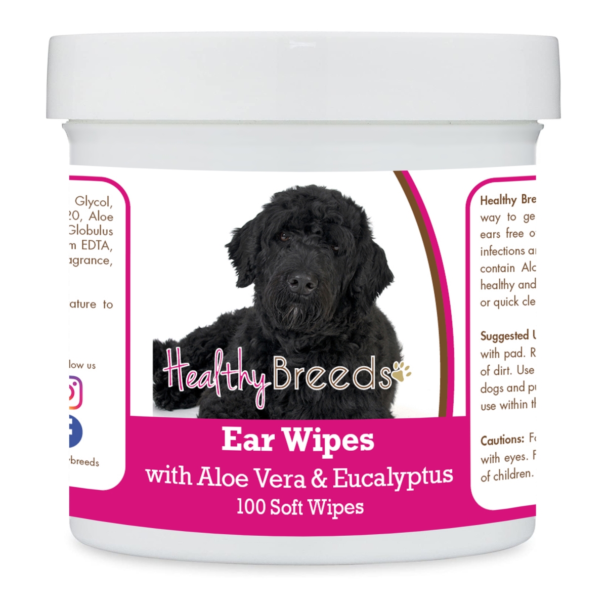 Picture of Healthy Breeds 192959824445 Portuguese Water Dog Ear Cleaning Wipes with Aloe & Eucalyptus for Dogs - 100 Count