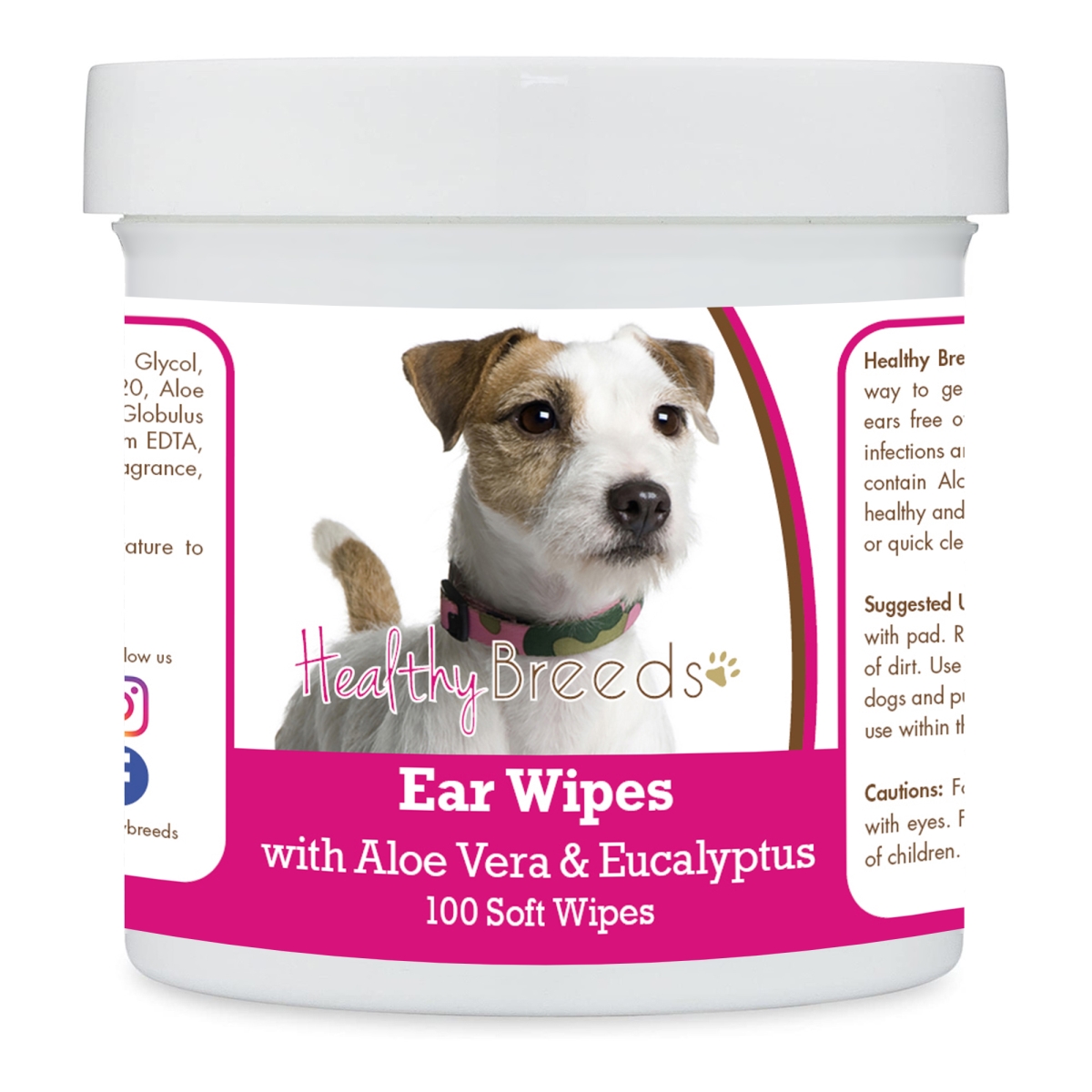 Picture of Healthy Breeds 192959824452 Parson Russell Terrier Ear Cleaning Wipes with Aloe & Eucalyptus for Dogs - 100 Count