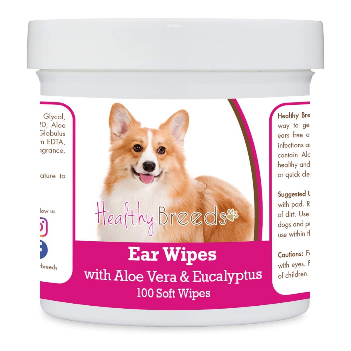 Picture of Healthy Breeds 192959824506 Pembroke Welsh Corgi Ear Cleaning Wipes with Aloe & Eucalyptus for Dogs - 100 Count