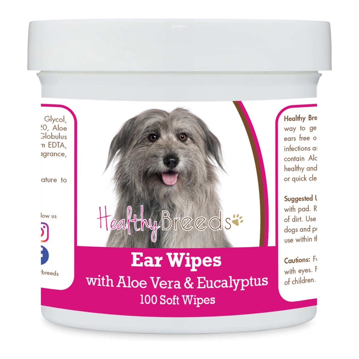 Picture of Healthy Breeds 192959824520 Pyrenean Shepherd Ear Cleaning Wipes with Aloe & Eucalyptus for Dogs - 100 Count