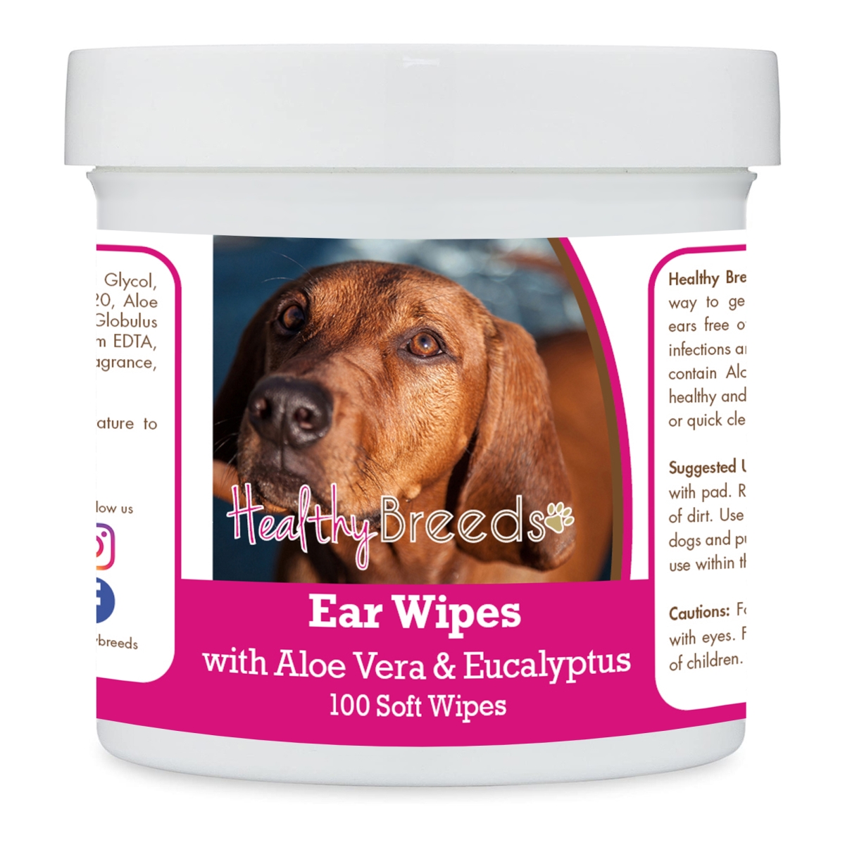 Picture of Healthy Breeds 192959824544 Redbone Coonhound Ear Cleaning Wipes with Aloe & Eucalyptus for Dogs - 100 Count