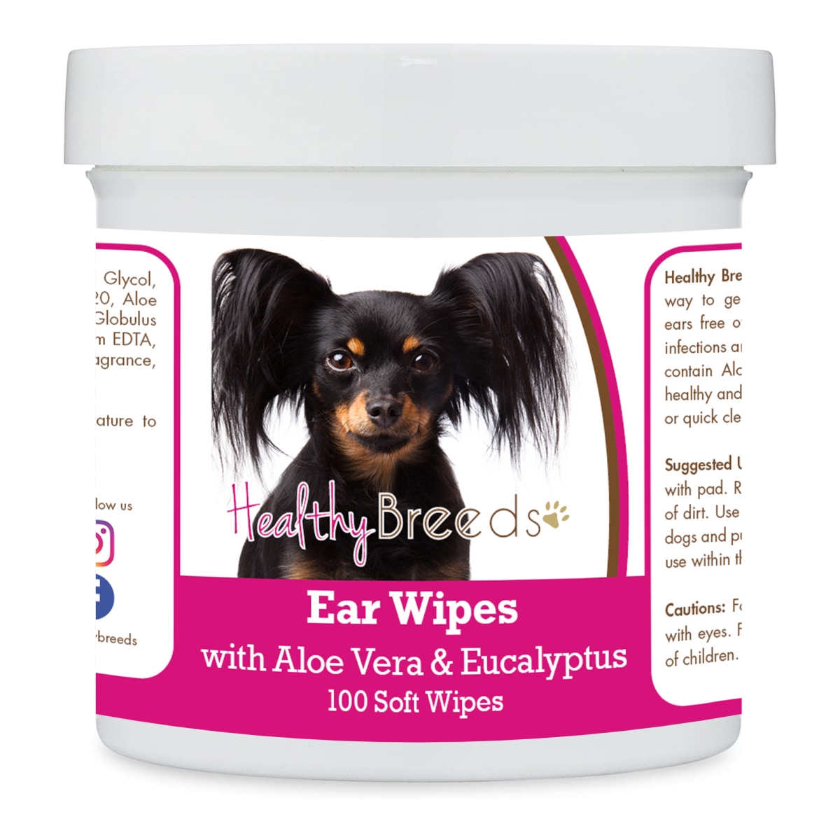 Picture of Healthy Breeds 192959824575 Russian Toy Terrier Ear Cleaning Wipes with Aloe & Eucalyptus for Dogs - 100 Count