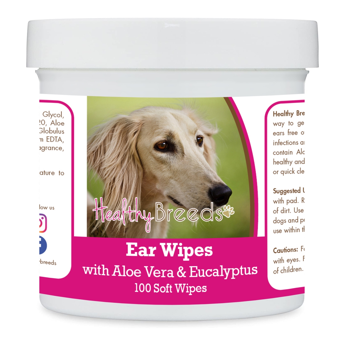 Picture of Healthy Breeds 192959824582 Saluki Ear Cleaning Wipes with Aloe & Eucalyptus for Dogs - 100 Count
