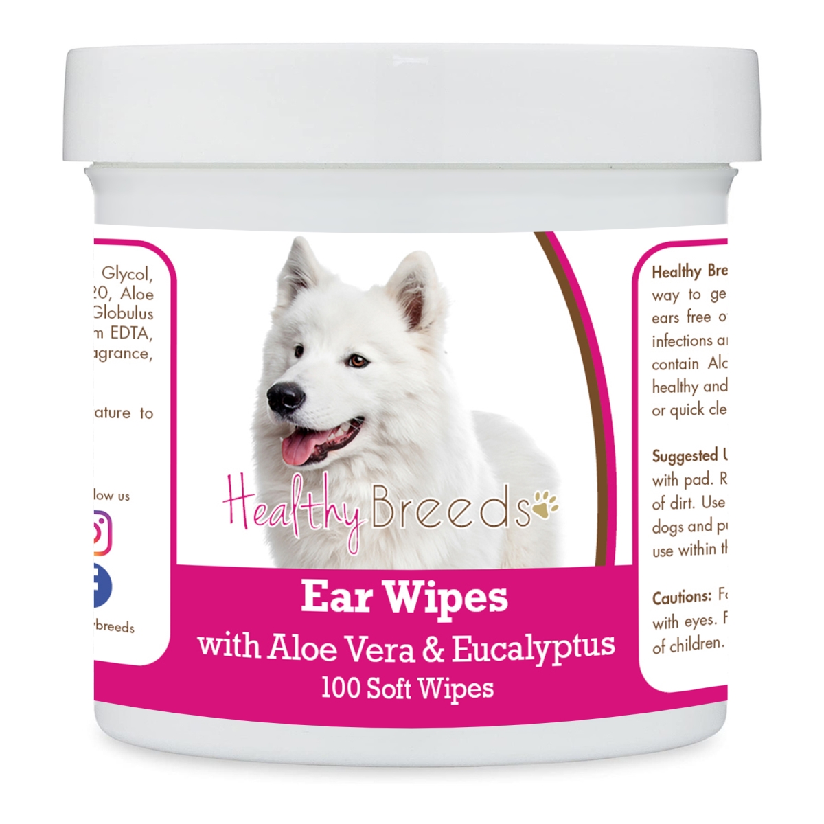 Picture of Healthy Breeds 192959824599 Samoyed Ear Cleaning Wipes with Aloe & Eucalyptus for Dogs - 100 Count