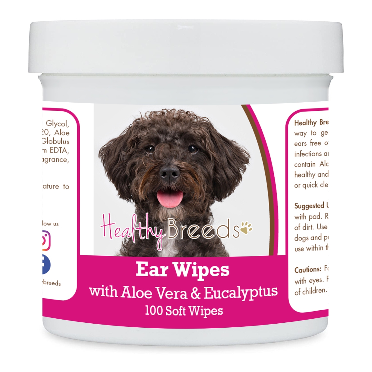 Picture of Healthy Breeds 192959824605 Schnoodle Ear Cleaning Wipes with Aloe & Eucalyptus for Dogs - 100 Count