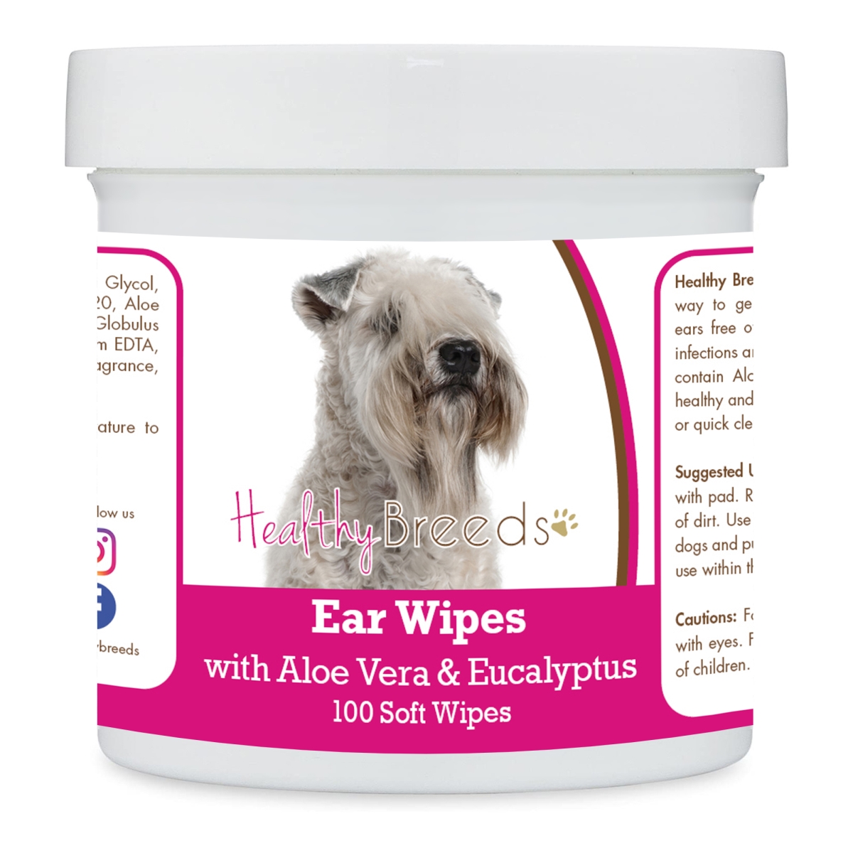 Picture of Healthy Breeds 192959824629 Soft Coated Wheaten Terrier Ear Cleaning Wipes with Aloe & Eucalyptus for Dogs - 100 Count