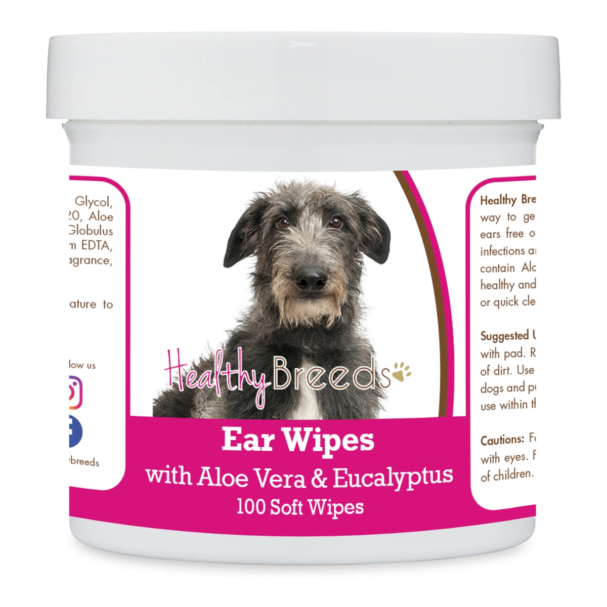 Picture of Healthy Breeds 192959824636 Scottish Deerhound Ear Cleaning Wipes with Aloe & Eucalyptus for Dogs - 100 Count