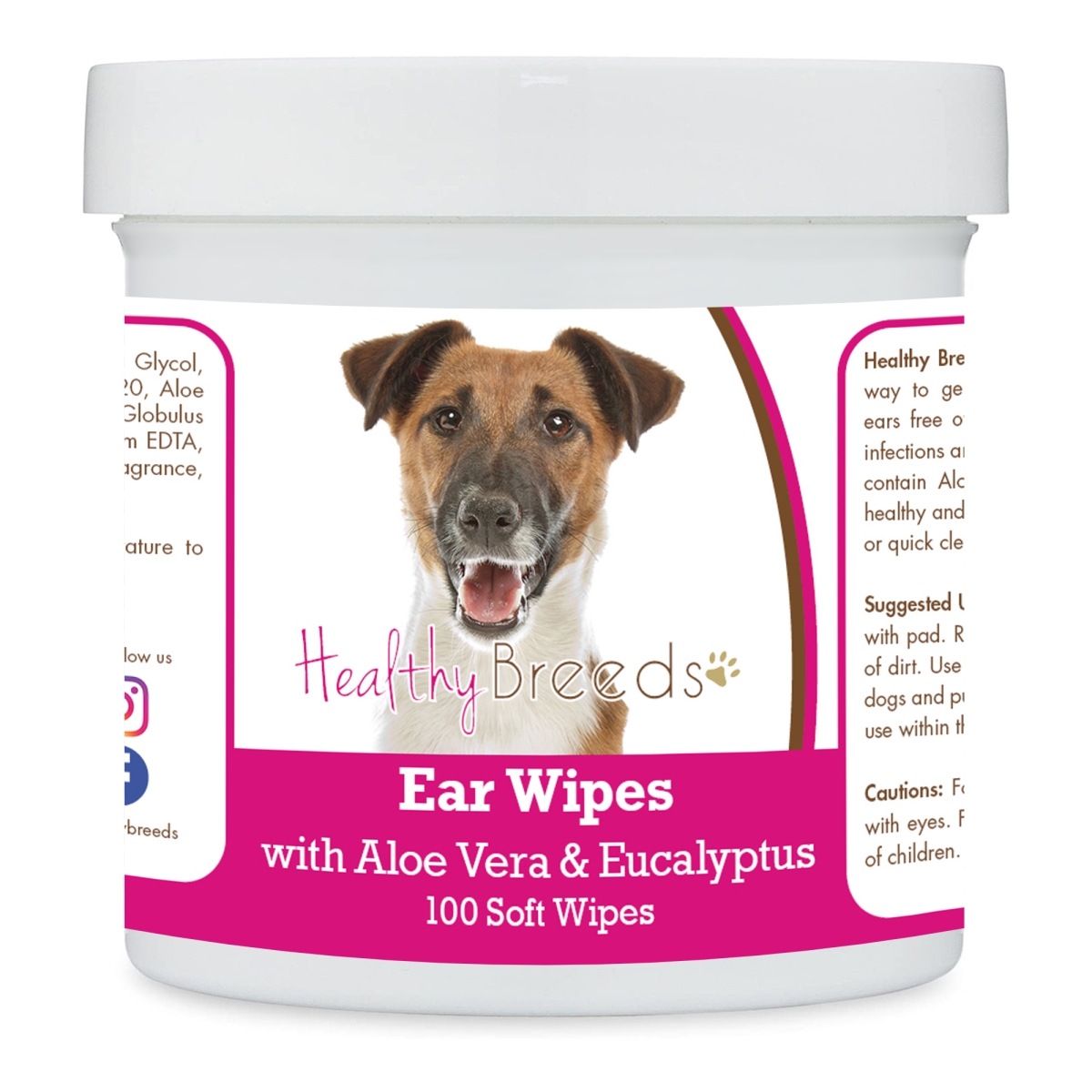 Picture of Healthy Breeds 192959824650 Smooth Fox Terrier Ear Cleaning Wipes with Aloe & Eucalyptus for Dogs - 100 Count
