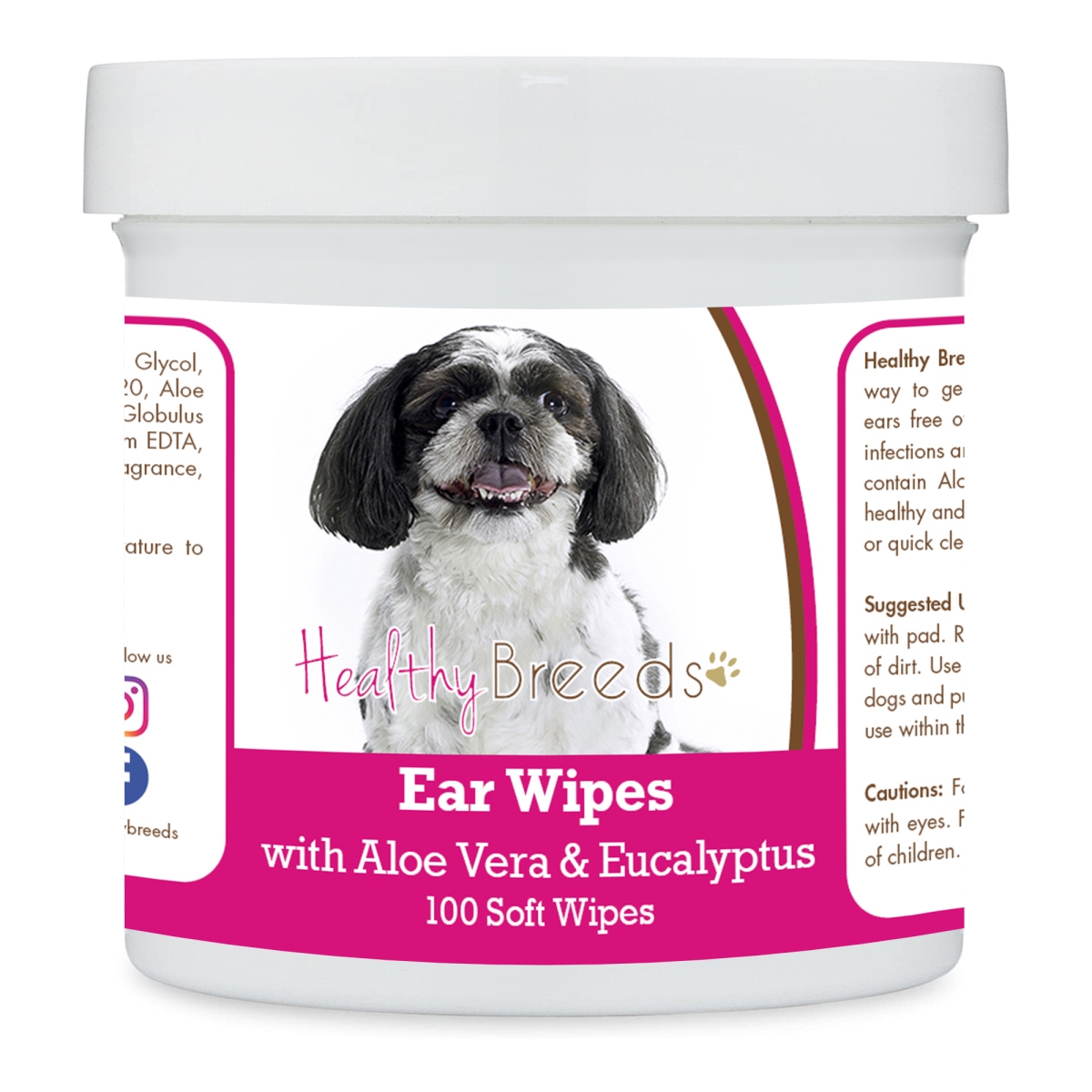 Picture of Healthy Breeds 192959824681 Shih-Poo Ear Cleaning Wipes with Aloe & Eucalyptus for Dogs - 100 Count
