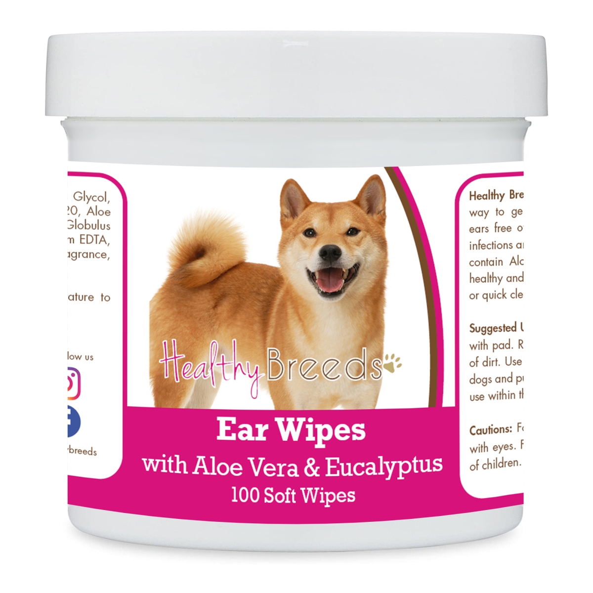 Picture of Healthy Breeds 192959824711 Shiba Inu Ear Cleaning Wipes with Aloe & Eucalyptus for Dogs - 100 Count