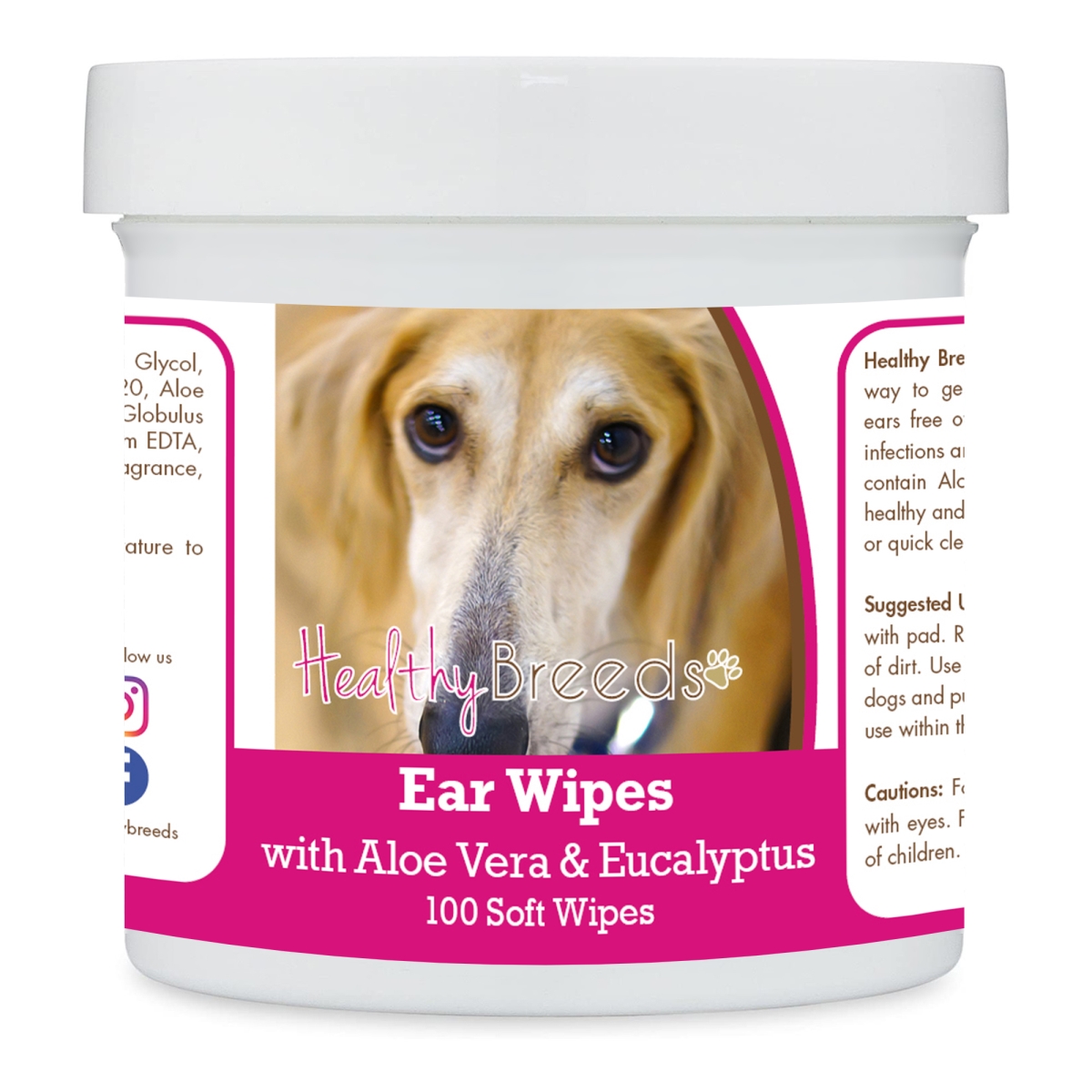 Picture of Healthy Breeds 192959824735 Sloughi Ear Cleaning Wipes with Aloe & Eucalyptus for Dogs - 100 Count