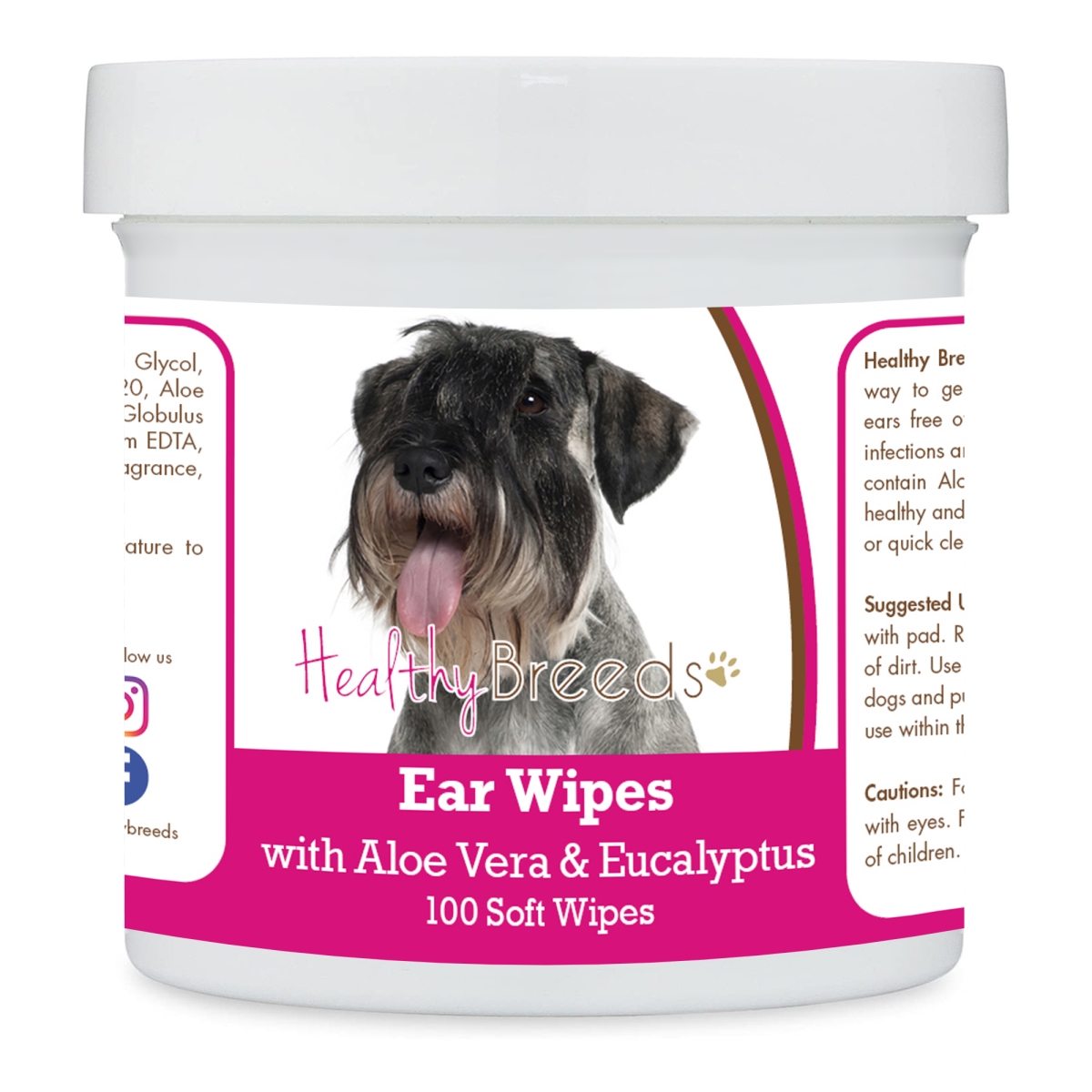 Picture of Healthy Breeds 192959824759 Standard Schnauzer Ear Cleaning Wipes with Aloe & Eucalyptus for Dogs - 100 Count