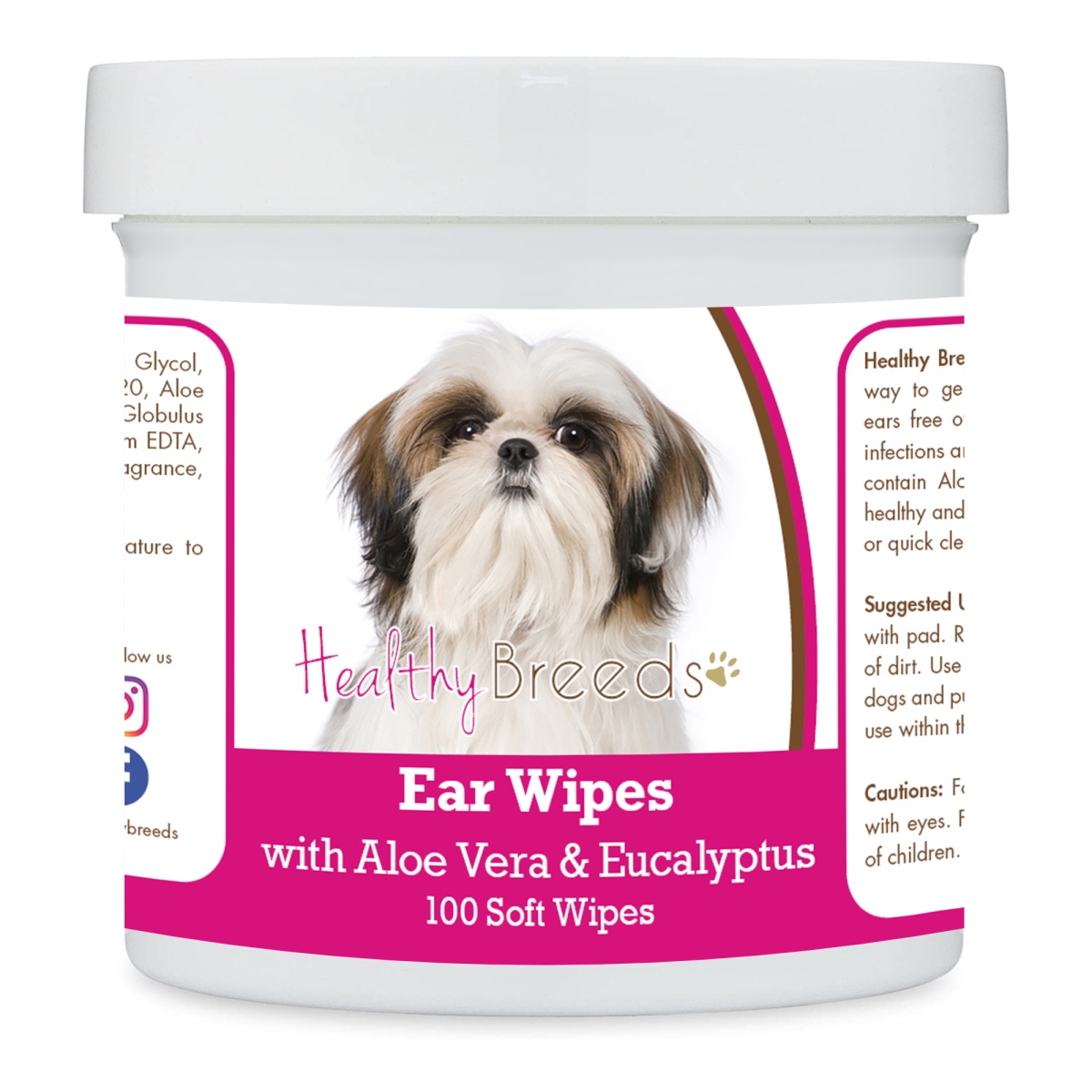 Picture of Healthy Breeds 192959824797 Shih Tzu Ear Cleaning Wipes with Aloe & Eucalyptus for Dogs - 100 Count