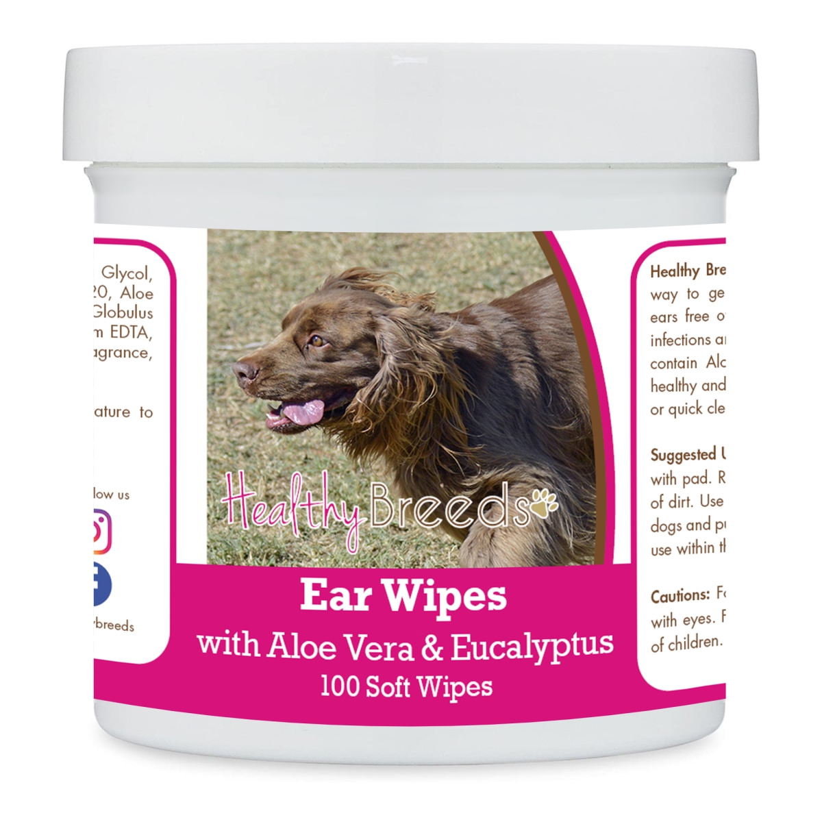 Picture of Healthy Breeds 192959824803 Sussex Spaniel Ear Cleaning Wipes with Aloe & Eucalyptus for Dogs - 100 Count