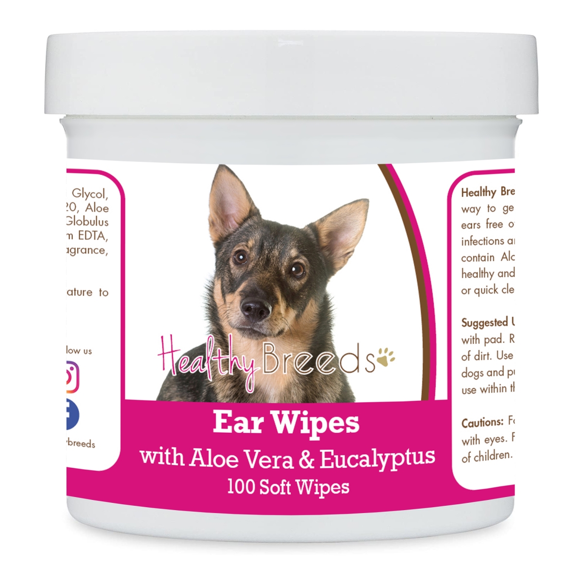 Picture of Healthy Breeds 192959824810 Swedish Vallhund Ear Cleaning Wipes with Aloe & Eucalyptus for Dogs - 100 Count