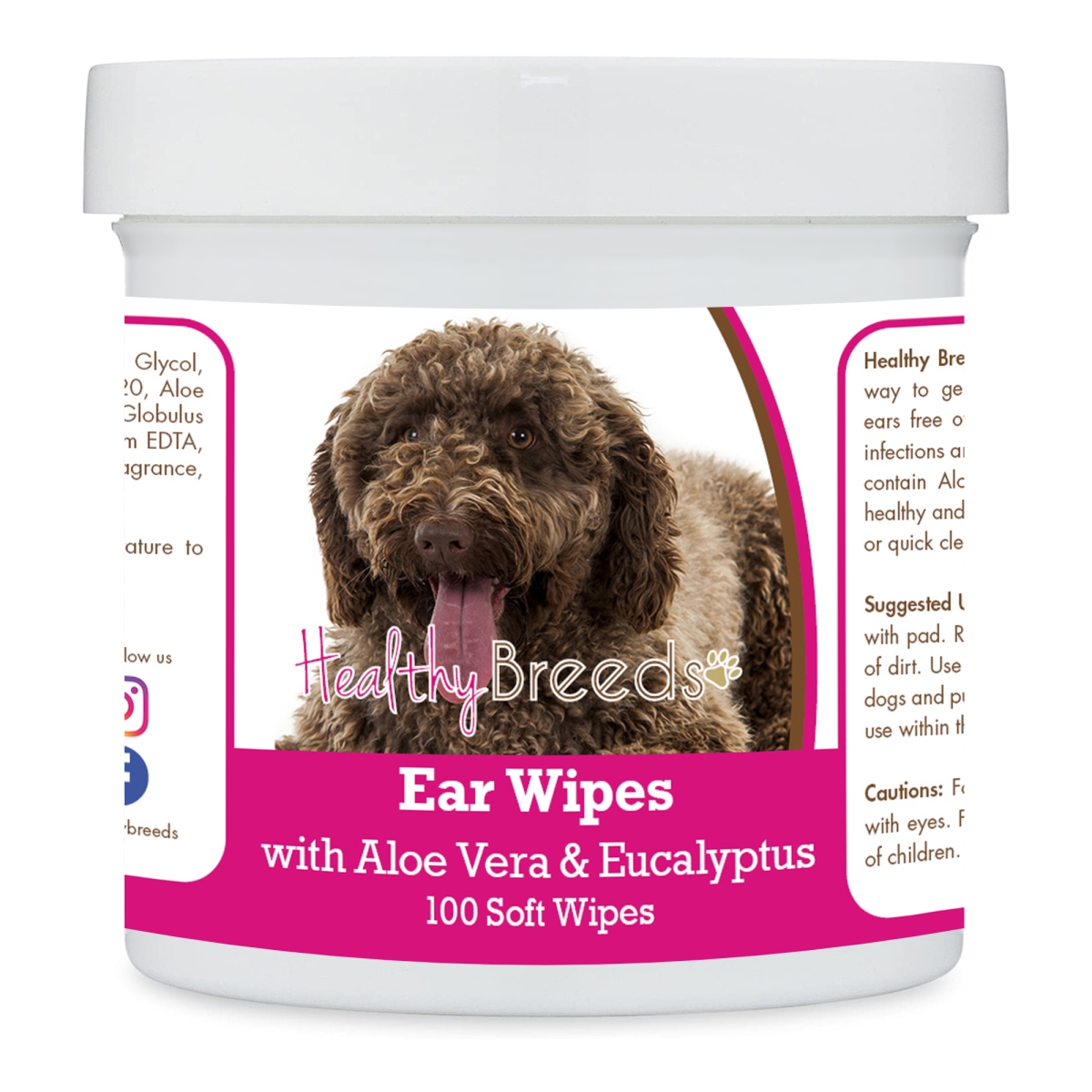 Picture of Healthy Breeds 192959824827 Spanish Water Dog Ear Cleaning Wipes with Aloe & Eucalyptus for Dogs - 100 Count