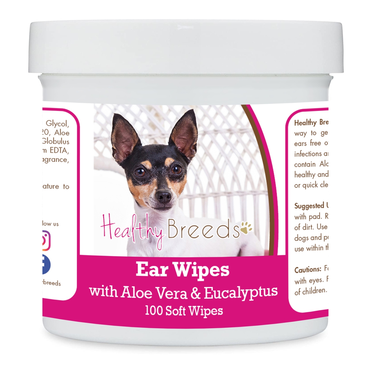 Picture of Healthy Breeds 192959824841 Toy Fox Terrier Ear Cleaning Wipes with Aloe & Eucalyptus for Dogs - 100 Count