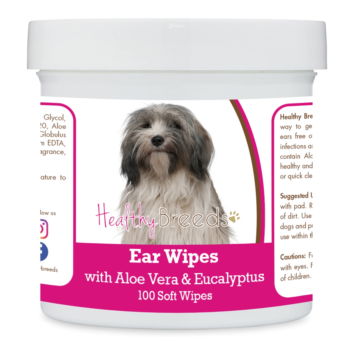 Picture of Healthy Breeds 192959824858 Tibetan Terrier Ear Cleaning Wipes with Aloe & Eucalyptus for Dogs - 100 Count