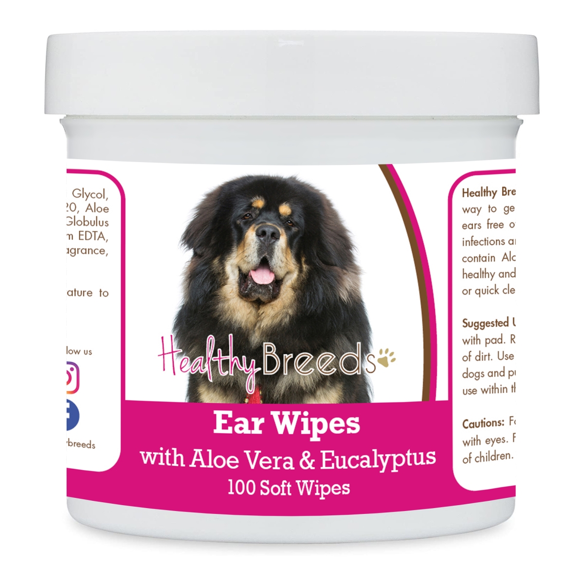 Picture of Healthy Breeds 192959824865 Tibetan Mastiff Ear Cleaning Wipes with Aloe & Eucalyptus for Dogs - 100 Count