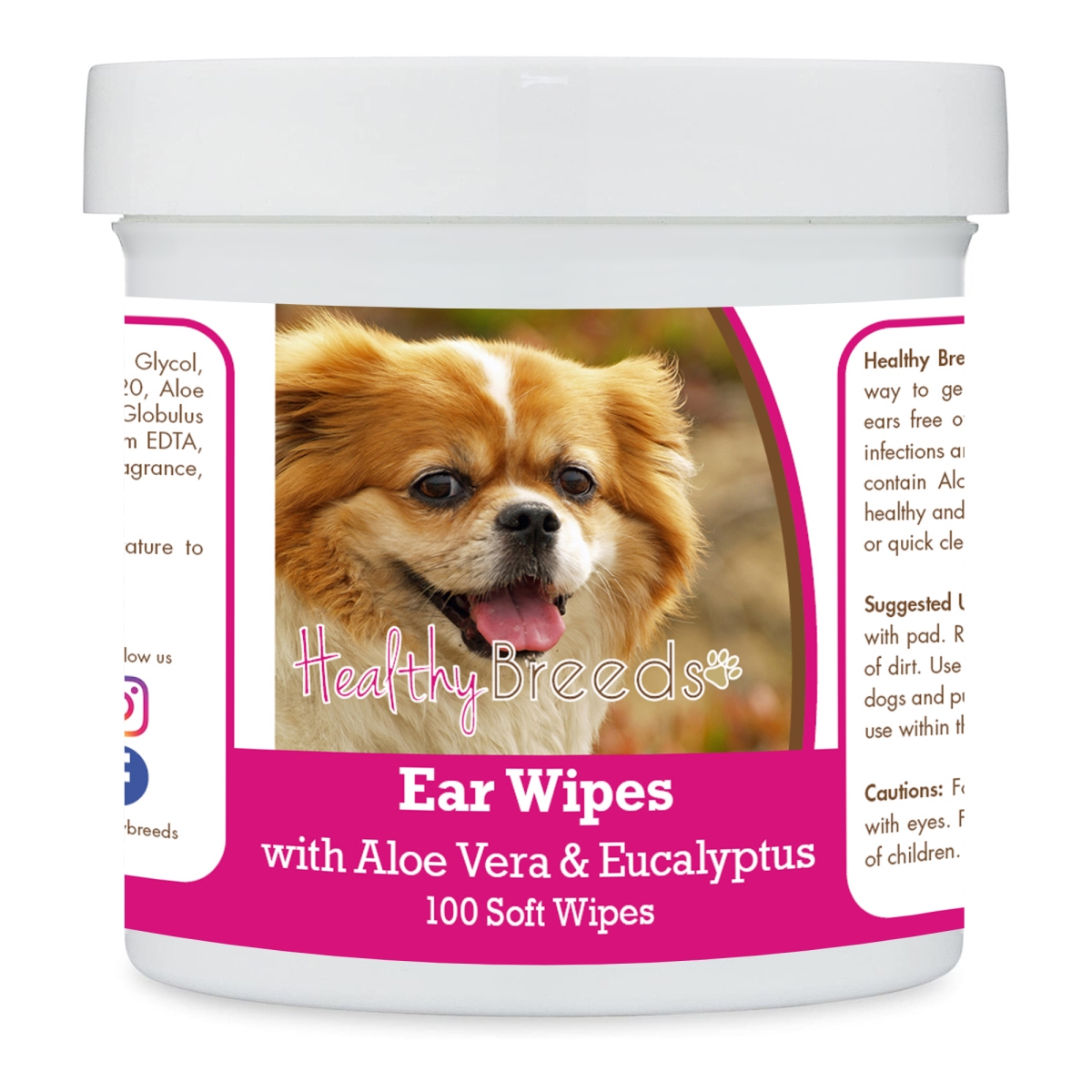 Picture of Healthy Breeds 192959824889 Tibetan Spaniel Ear Cleaning Wipes with Aloe & Eucalyptus for Dogs - 100 Count