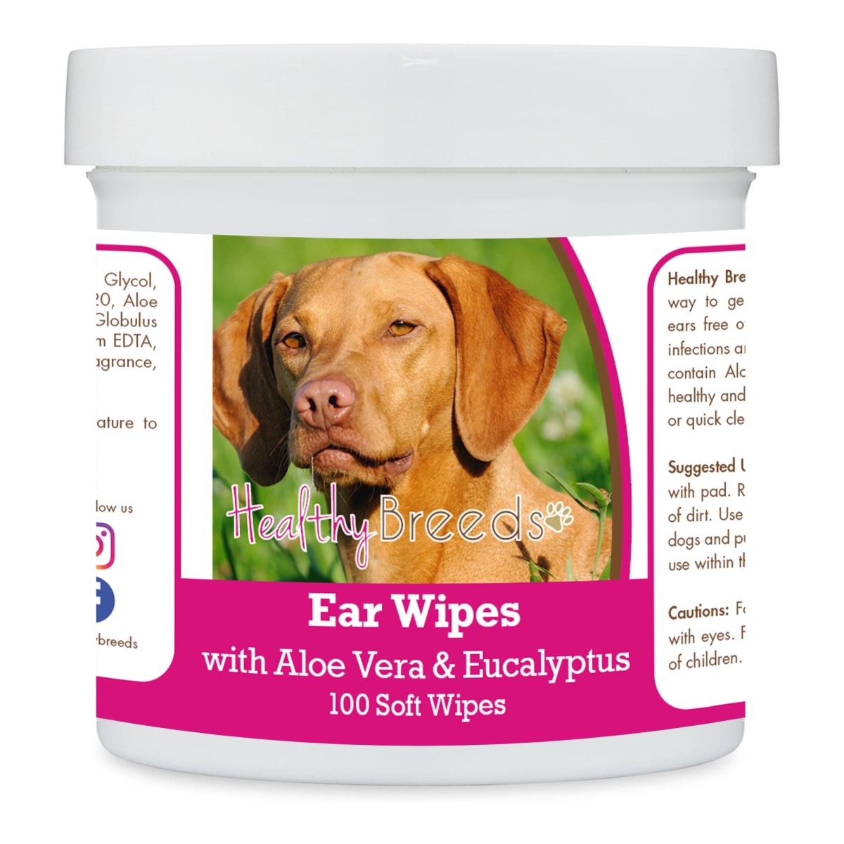 Picture of Healthy Breeds 192959824902 Vizsla Ear Cleaning Wipes with Aloe & Eucalyptus for Dogs - 100 Count