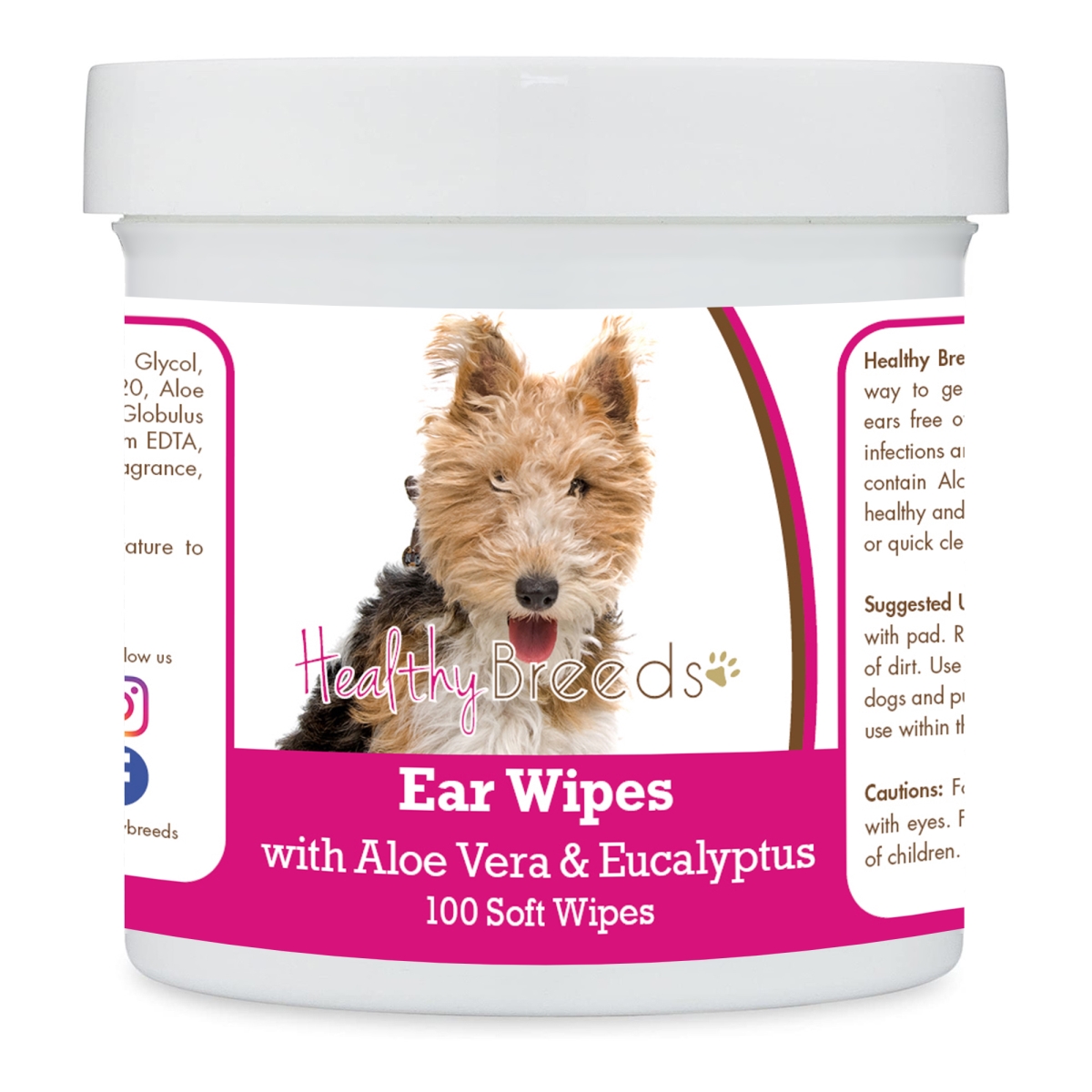Picture of Healthy Breeds 192959824926 Wire Fox Terrier Ear Cleaning Wipes with Aloe & Eucalyptus for Dogs - 100 Count