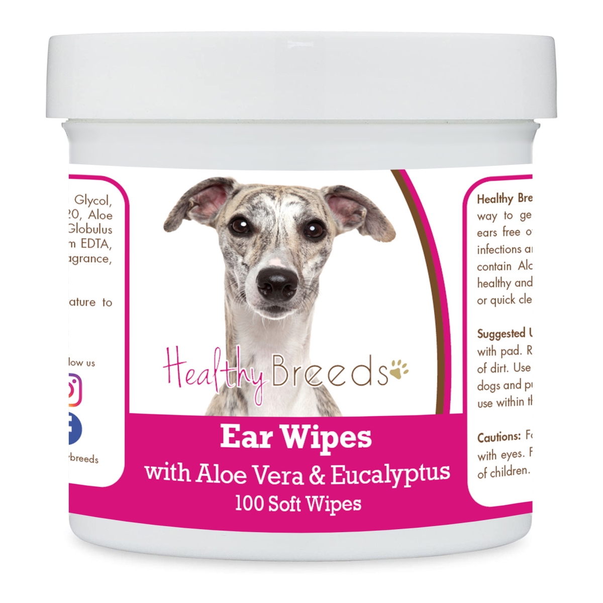Picture of Healthy Breeds 192959824940 Whippet Ear Cleaning Wipes with Aloe & Eucalyptus for Dogs - 100 Count