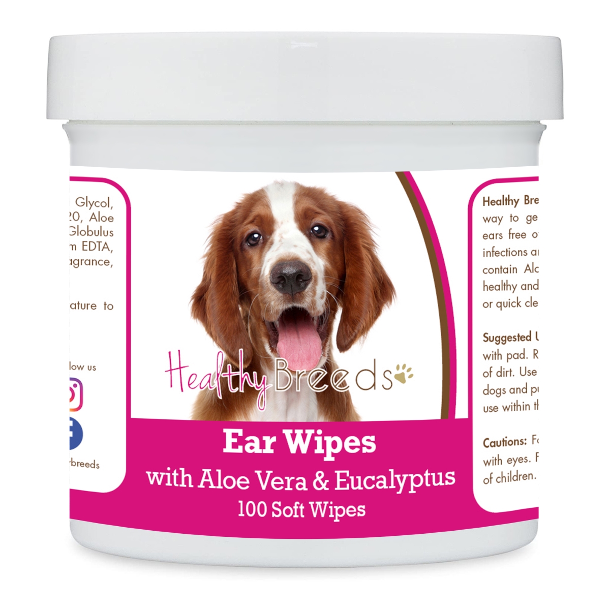 Picture of Healthy Breeds 192959824971 Welsh Springer Spaniel Ear Cleaning Wipes with Aloe & Eucalyptus for Dogs - 100 Count