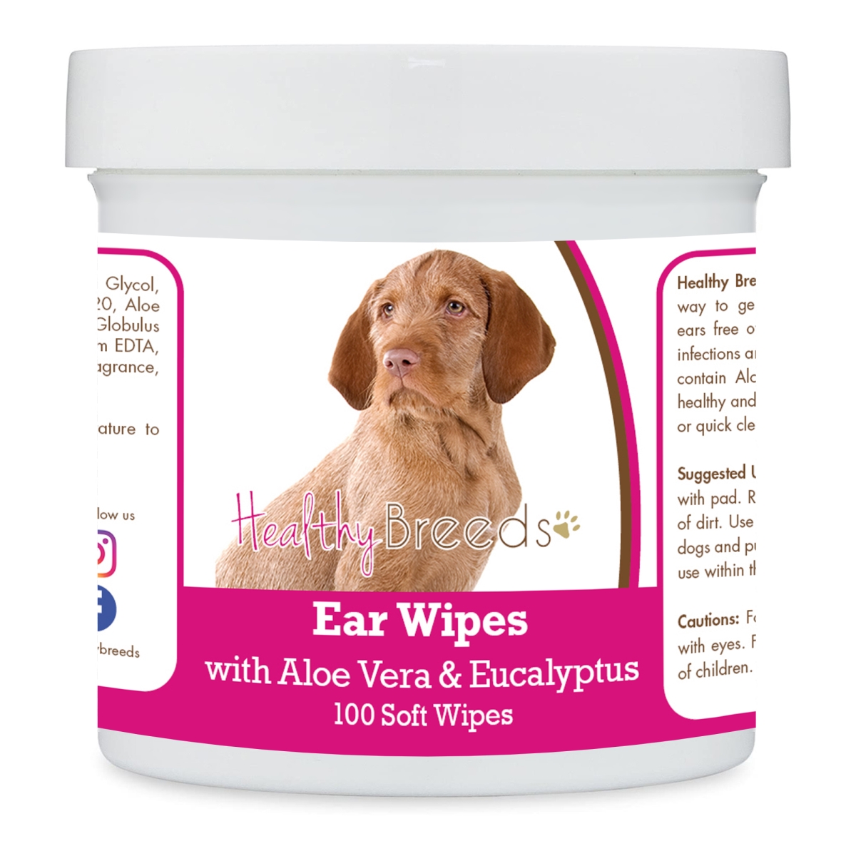 Picture of Healthy Breeds 192959824995 Wirehaired Vizsla Ear Cleaning Wipes with Aloe & Eucalyptus for Dogs - 100 Count