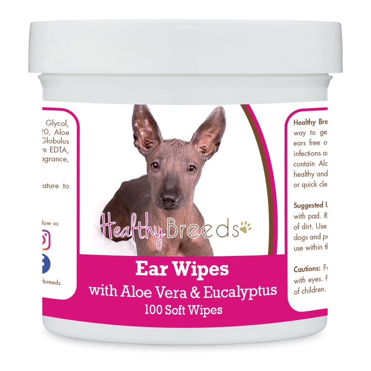 Picture of Healthy Breeds 192959825008 Xoloitzcuintli Ear Cleaning Wipes with Aloe & Eucalyptus for Dogs - 100 Count