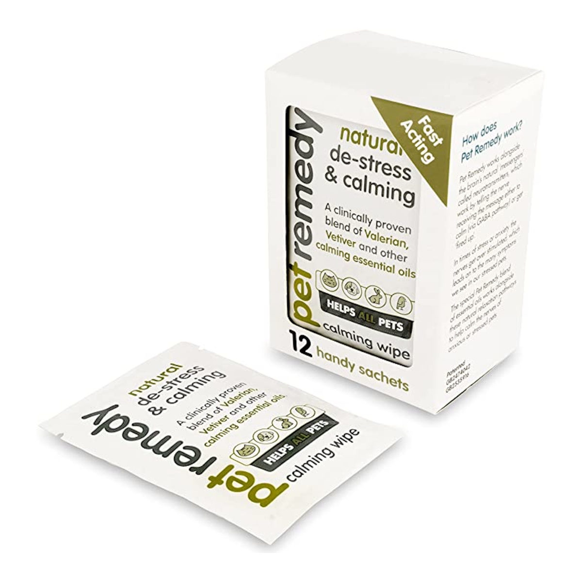 Picture of Pet Remedy 5056397900176 Natural De-Stress & Calming Wipes for Cats & Dogs - Pack of 12